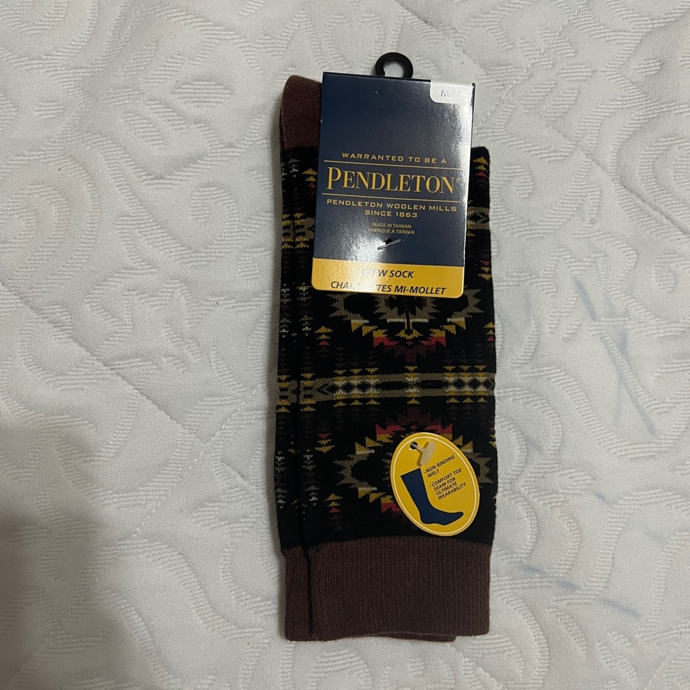 Pendleton Brown and Black Socks with Southwestern Pattern